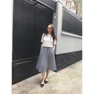 Chân váy caro midi
