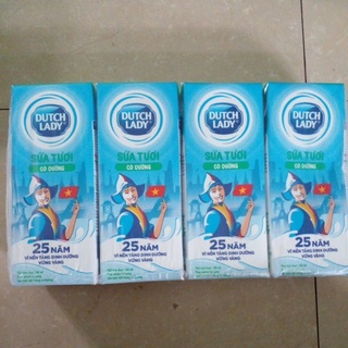 Lốc 4 hộp sữa tươi tách béo Dutch Lady 100% Sữa Tươi 180ml