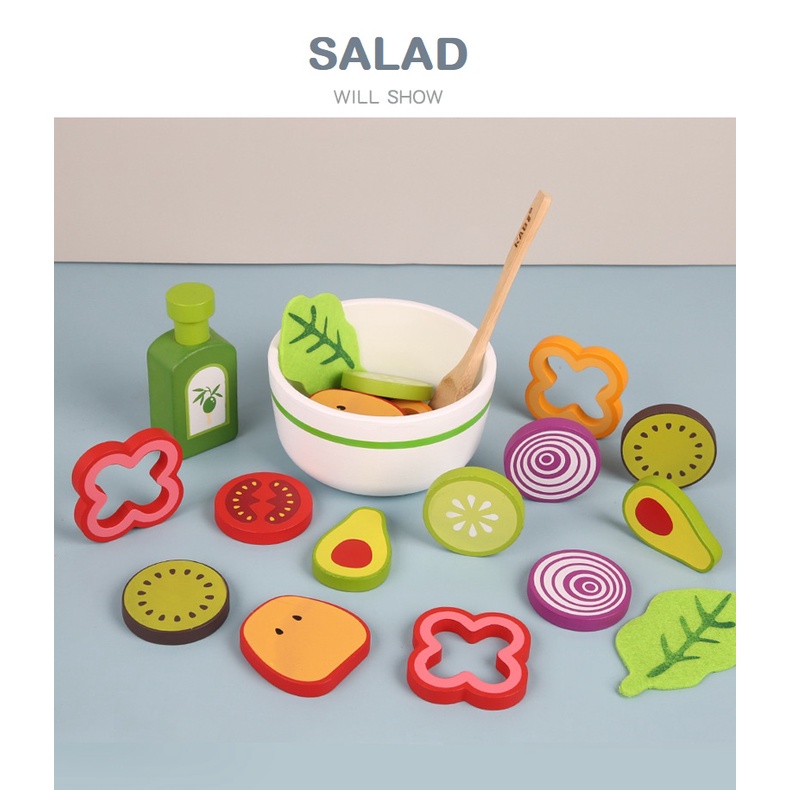 Bộ đồ chơi gỗ salad hoa quả, rau củ bằng gỗ toystore FUDAER