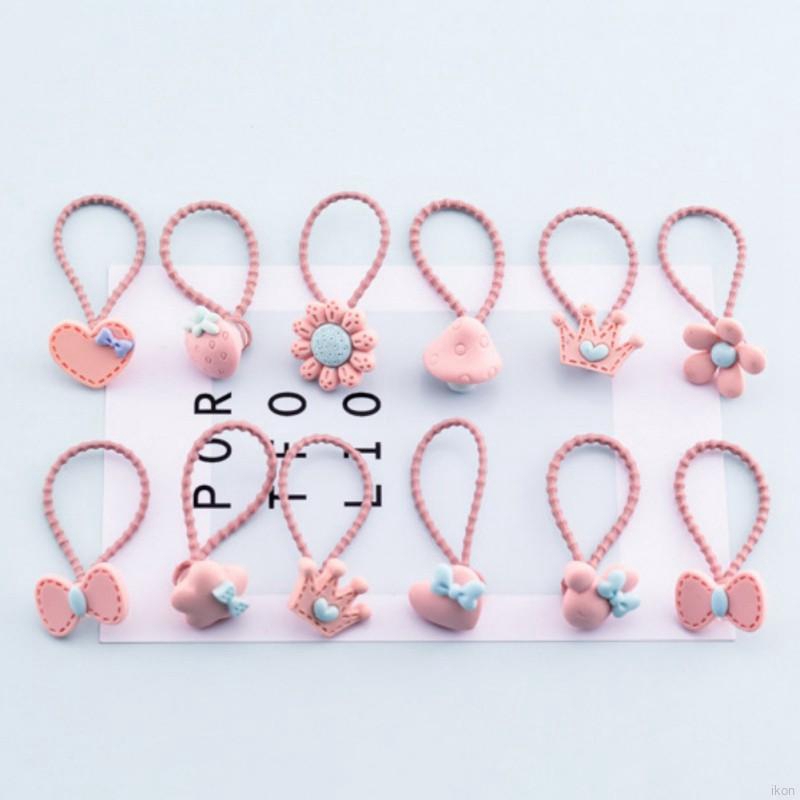 Set 12 Dây Buộc Tóc Hoạt Hình Dễ Thương Cho Bé Gái