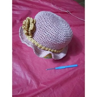 Mũ vành bèo gắn hoa xinh cho bé, hanmade
