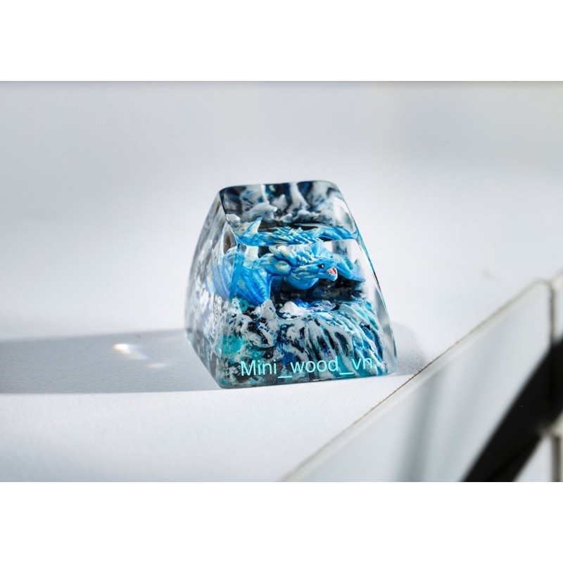 Nút bàn phím cơ Rồng Xanh.Keycap resin Dragon Blue.Keycap Artisan