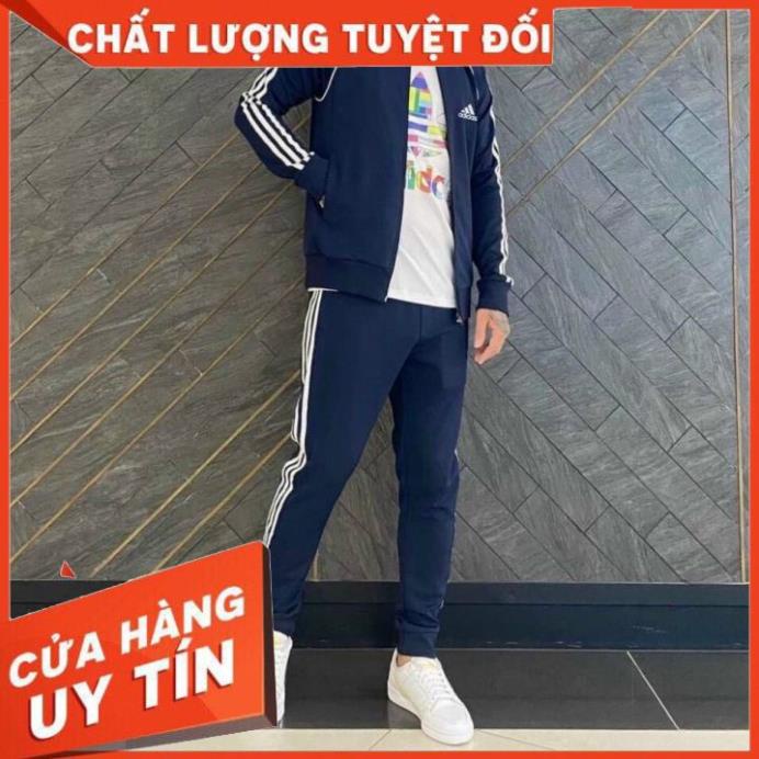 Bộ Thể Thao adidas Nam Vải Umi Thêu Logo Chắc Chắn, Bộ Quần áo adidas Thu Đông Phong Cách Thể Thao -BTD10 Đẹp