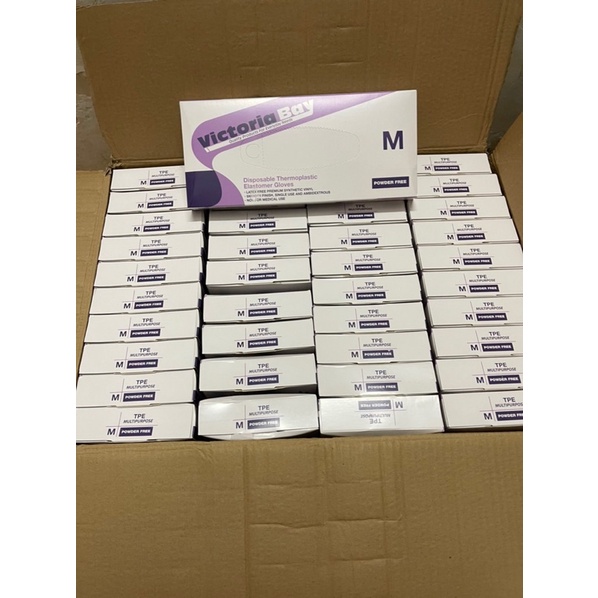 Hộp 100 găng tay Victoria Bay hàng loại 1 siêu dai dùng 1 lần