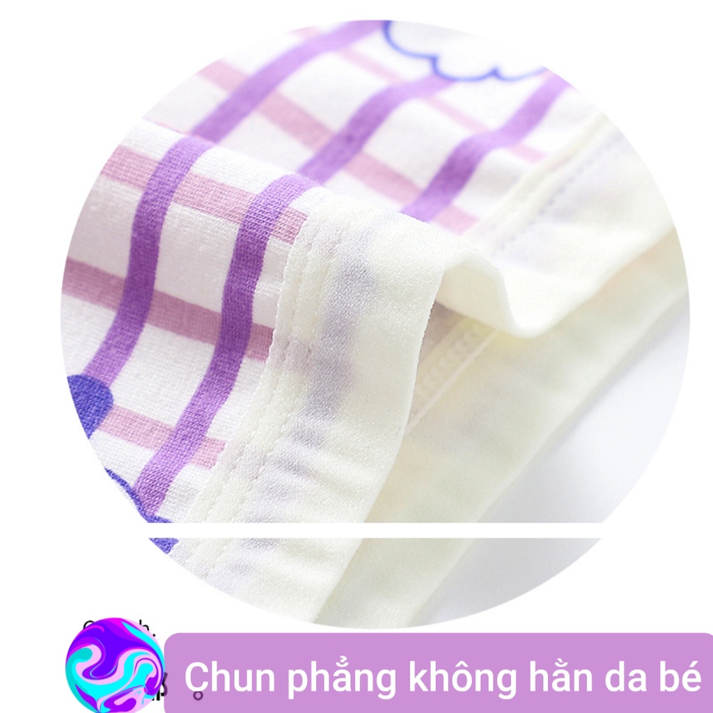 Quần lót bé gái Sét 3 chip đùi trẻ em chất cotton hoạ tiết màu tím siêu dễ thương
