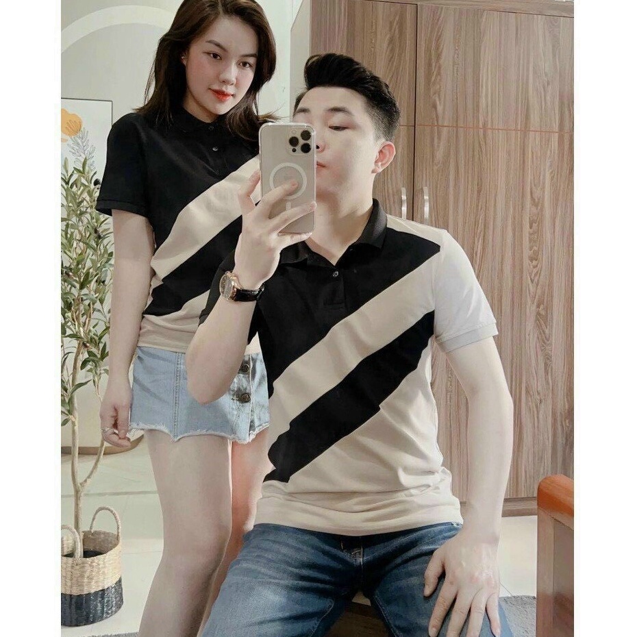 Áo thun Polo nam ngắn tay cổ bẻ, áo polo nam nữ áo đôi co giãn đẹp mẫu mới