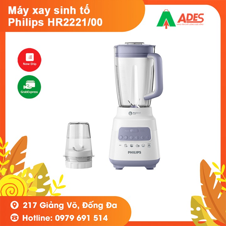 Máy xay sinh tố Philips HR2221/00 1.5L - Công suất mạnh mẽ - Hàng chính hãng