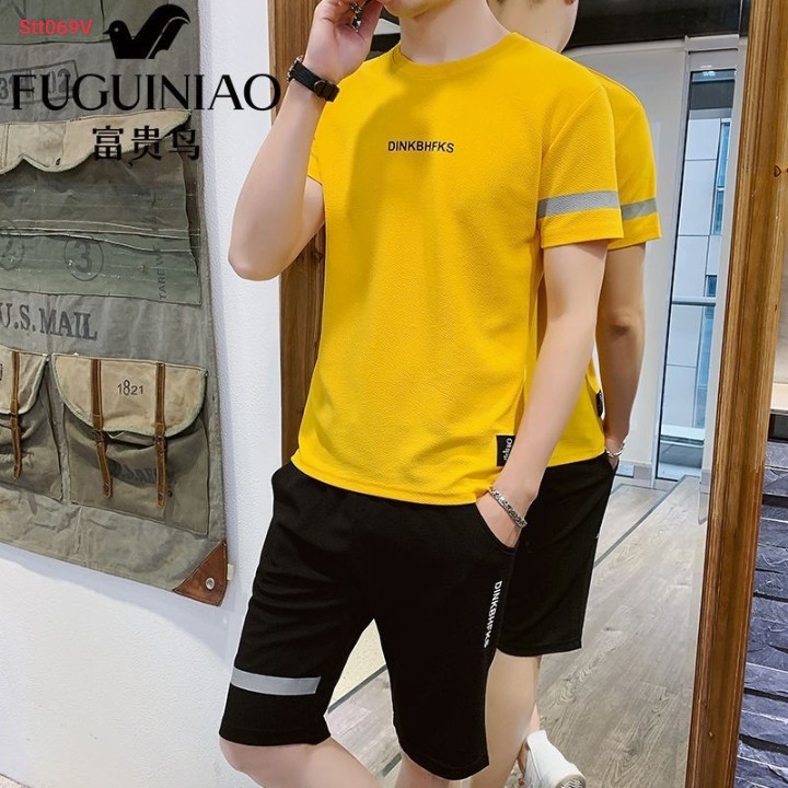 [ Siêu Phẩm Y Hình ]- Bộ thể thao nam cổ tròn DINKB đồ mặc nhà đá bóng thun mát mềm