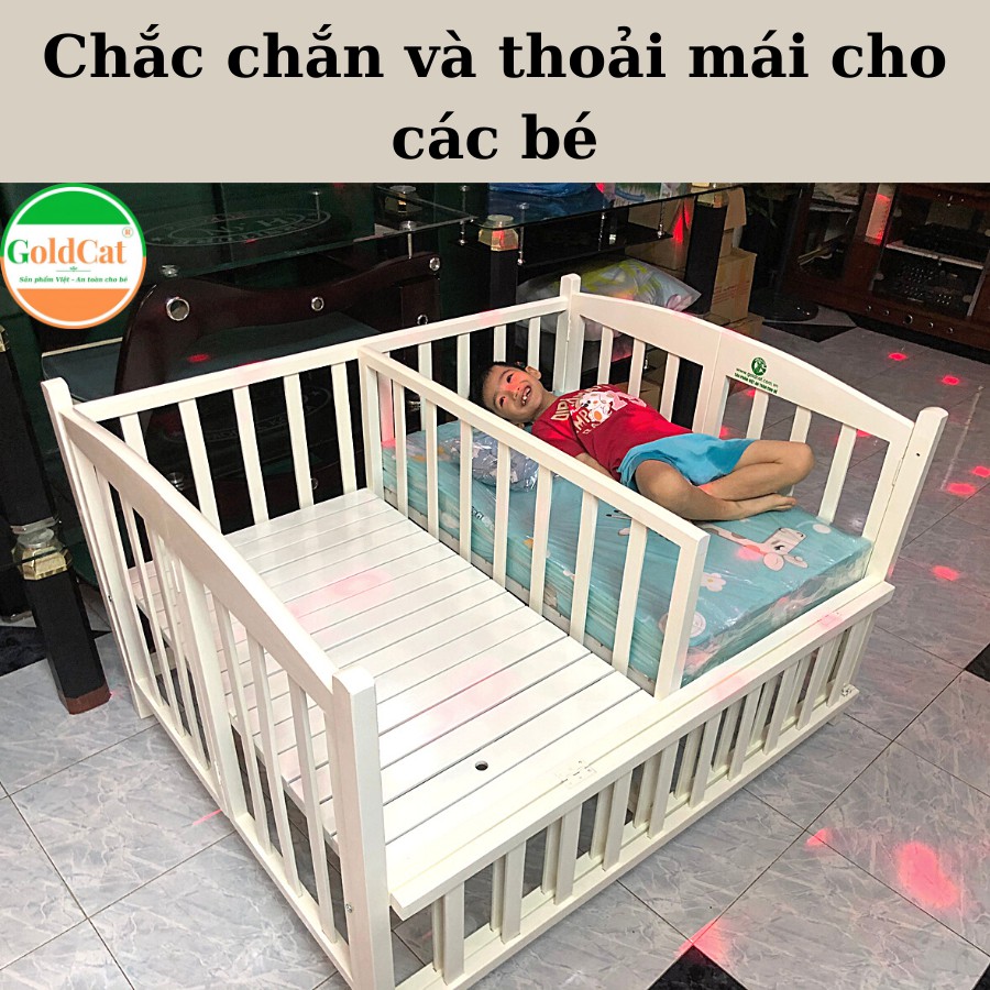 Nôi Cũi Giường Chống Trào Ngược Cho Bé Sinh Đôi GOLDCAT Có Vách Ngăn Chất Liệu Gỗ Quế Tự Nhiên Chống Mối Mọt