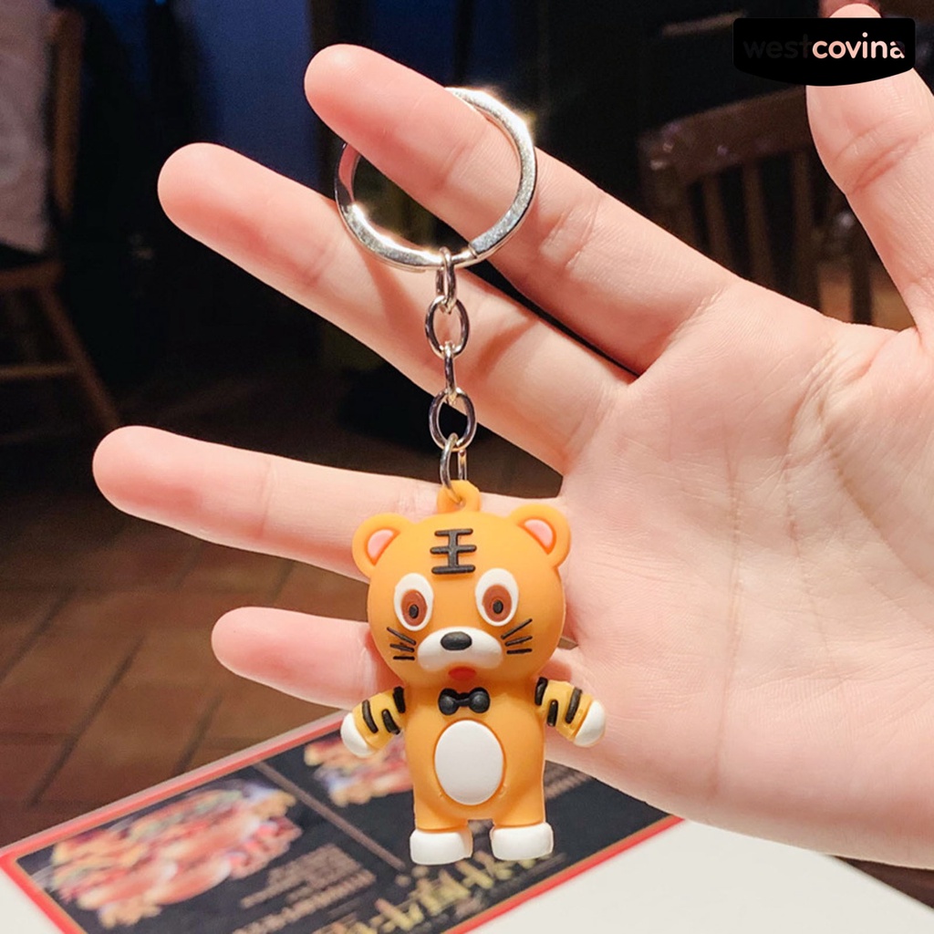 Set 2 móc khóa kim loại hình hổ hoạt hình sáng tạo