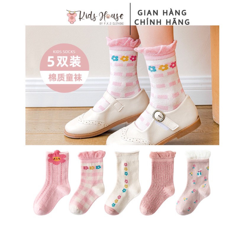 Bộ 5 đôi tất, vớ cotton Hàn dễ thương cho bé 0-8 tuổi