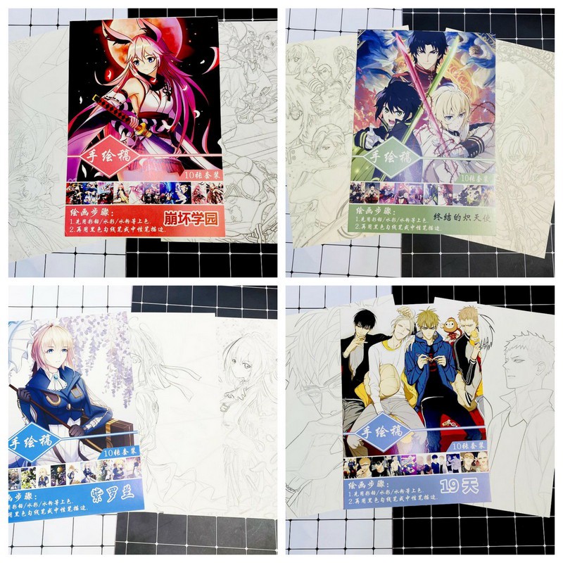 (CAO CẤP) Tranh tô màu giấy 120gsm in hình DEATH NOTE BẢY VIÊN NGỌC RÔNG SLAMDUNK tập bản thảo phác họa anime manga
