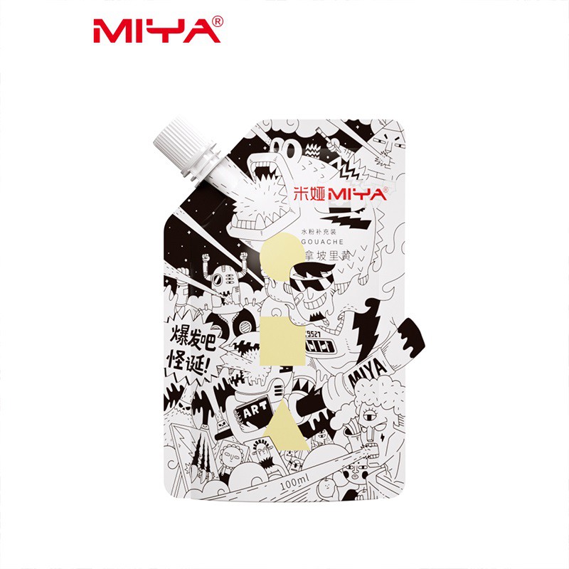 Màu trắng gouache Miya dạng túi mini có nắp xoáy dung tích 100ml dung môi pha dành cho màu thạch