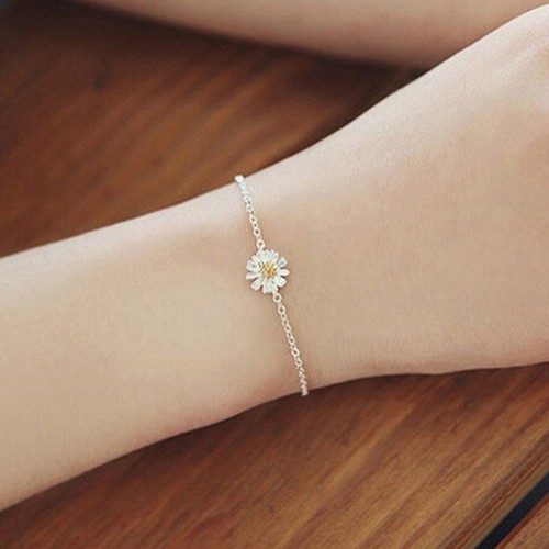 Lắc Chân Mạ Bạc Họa Tiết Hoa Thời Trang Cho Nữ