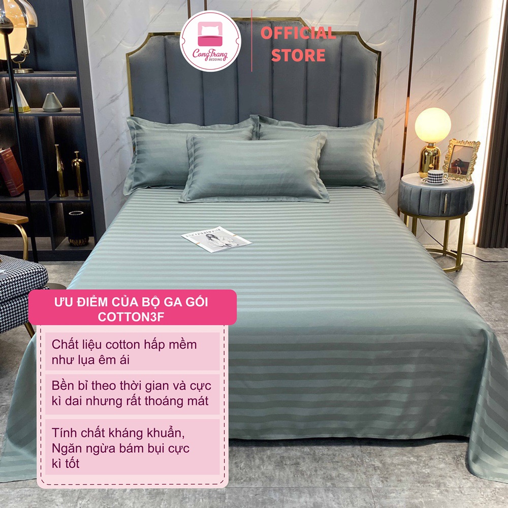 Bộ 3 MÓN GA GỐI Cotton 3F bóng, tiêu chuẩn khách sạn đủ size nệm Khách Sạn, Nhà Nghỉ, Homestay chuyên dùng