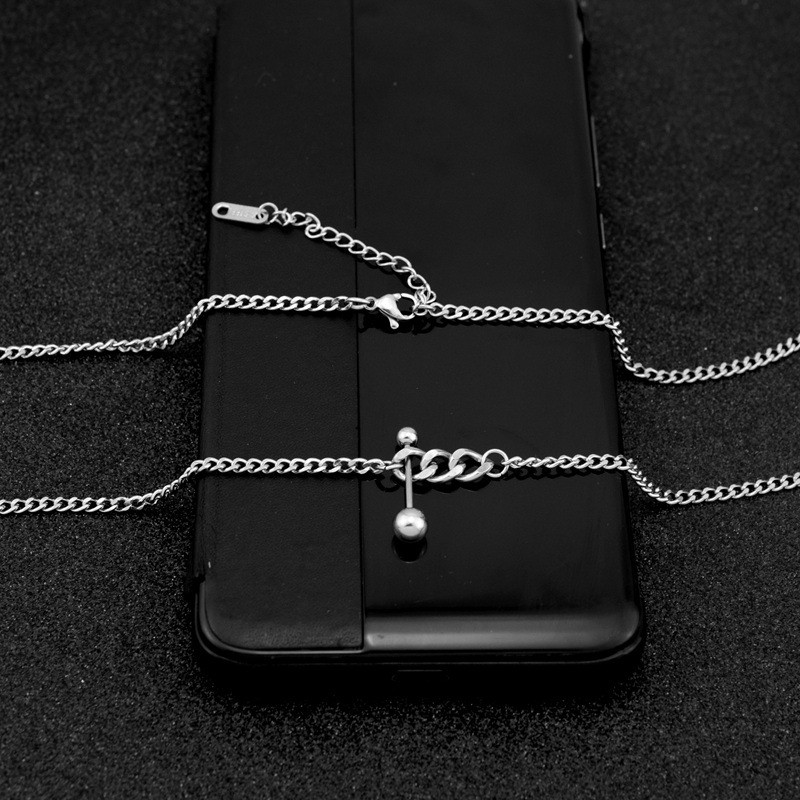 Vòng Cổ Dây Chuyền Nam Nữ Thép Không Gỉ Charm Quả Tạ N02