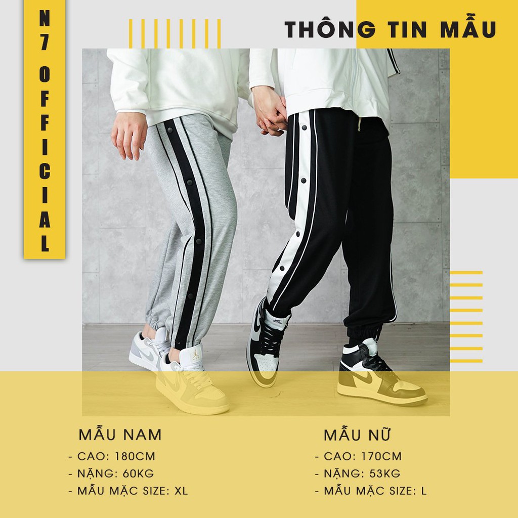 Quần JOGGER CÚC BẤM unisex N7 bo gấu thun dáng suông nam nữ phong cách đường phố Hàn Quốc Ulzzang