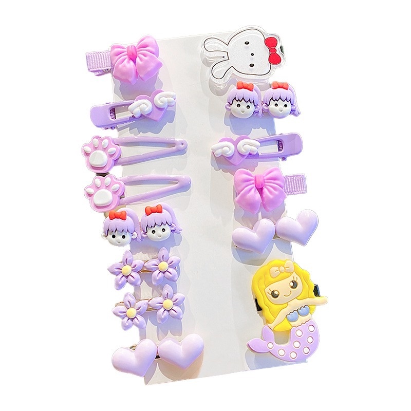 Set 14 Kẹp Tóc Hoạt Hình Phong Cách Hàn Quốc Xinh Xắn Cho Bé Gái