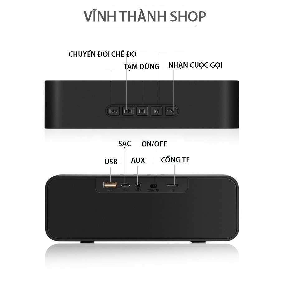 Loa Không Dây Bluetooth Nghe Nhạc A2DP Đa Chức Năng Âm Thanh Hỗ Trợ Căm Thẻ Nhớ Usb, Dây 3.5