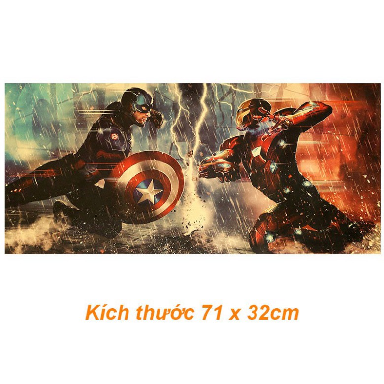 [Có Sẵn] Poster Dán Tường nhân vật trong vũ trụ điện ảnh Marvel và DC trang trí cỡ lớn 71cm