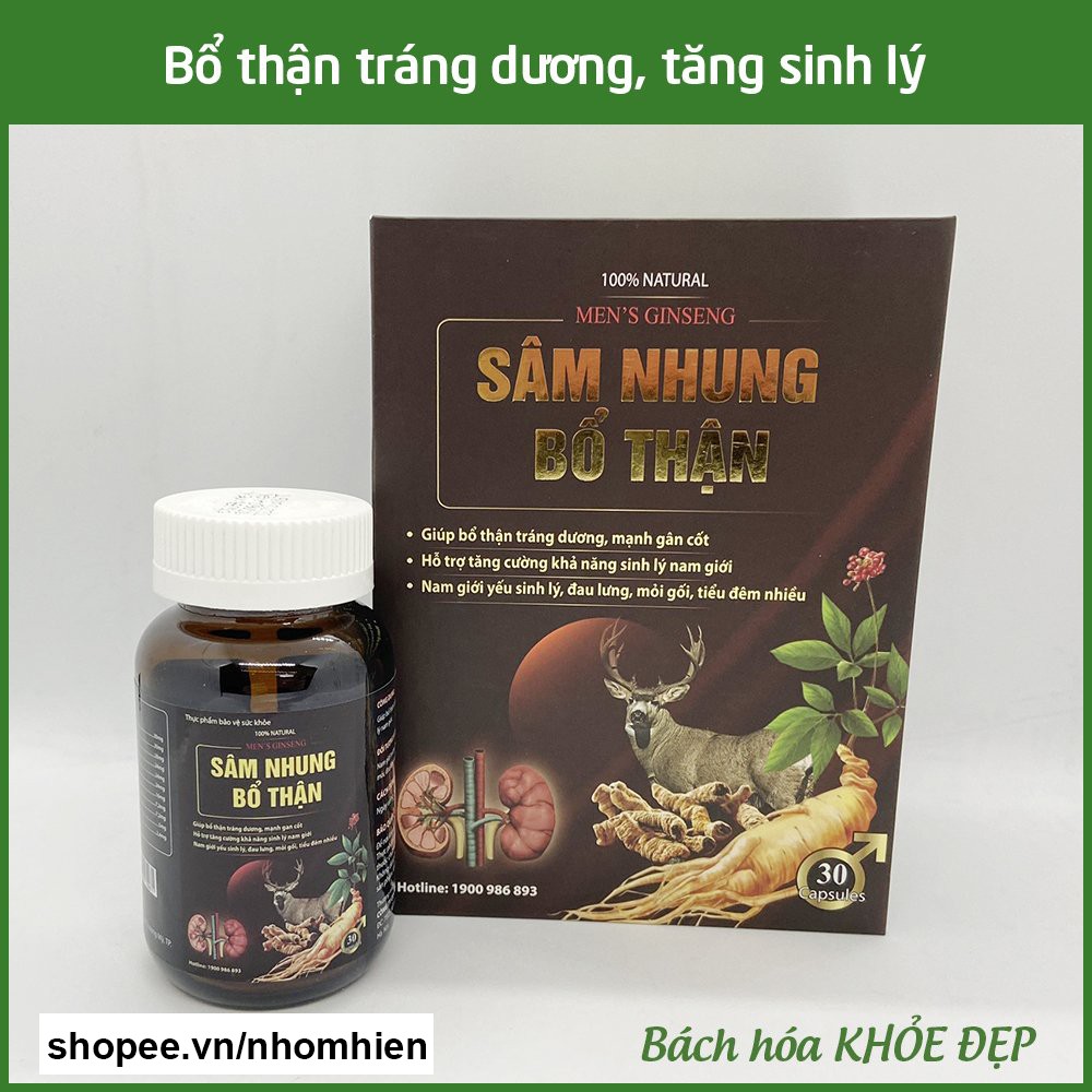 Viên uống tăng cường sinh lý nam Sâm Nhung Bổ Thận giảm đau lưng, mỏi gối, tiểu đêm nhiều - Hộp 30 viên