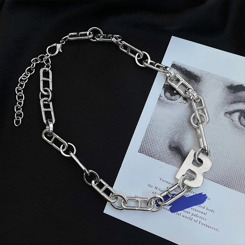 Dây Chuyền Kim Loại Mặt Chữ B Thời Trang Cá Tính Cho Nữ