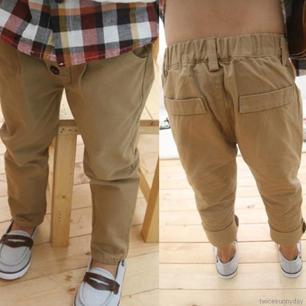 Quần dài màu trơn cá tính đáng yêu cho bé trai