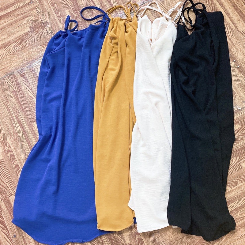 [Mã WAMT1505 giảm 10K đơn 0K] Váy hai dây chất Đũi dáng xuông siêu mát dây lưng điệu đà kèm ảnh thật | BigBuy360 - bigbuy360.vn