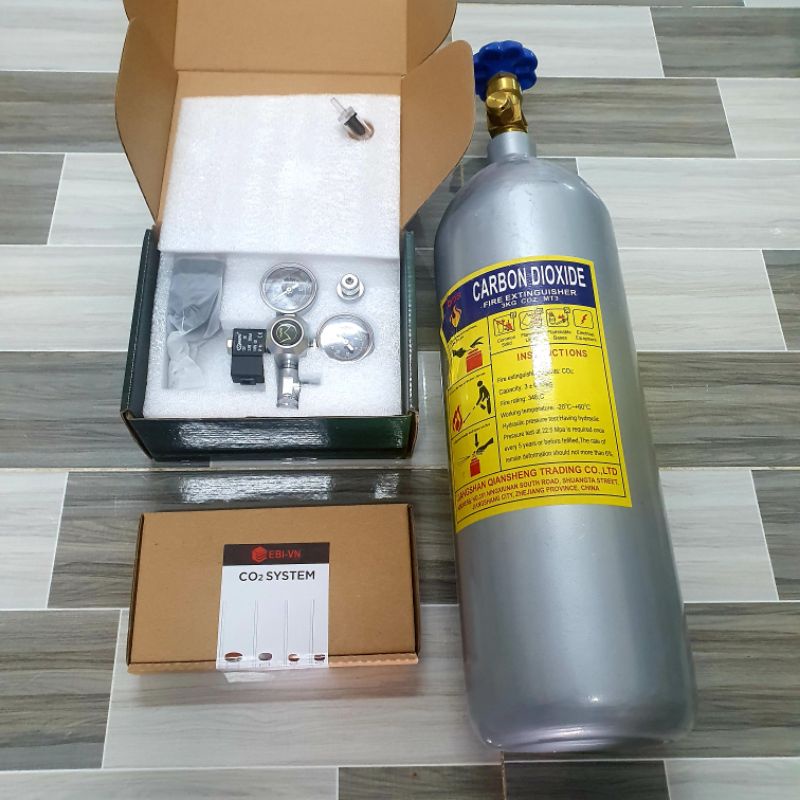 Bình CO2 Thuỷ Sinh 3kG, Full Khí | Bình CO2 Sắt 3kG Kèm Van Mufan
