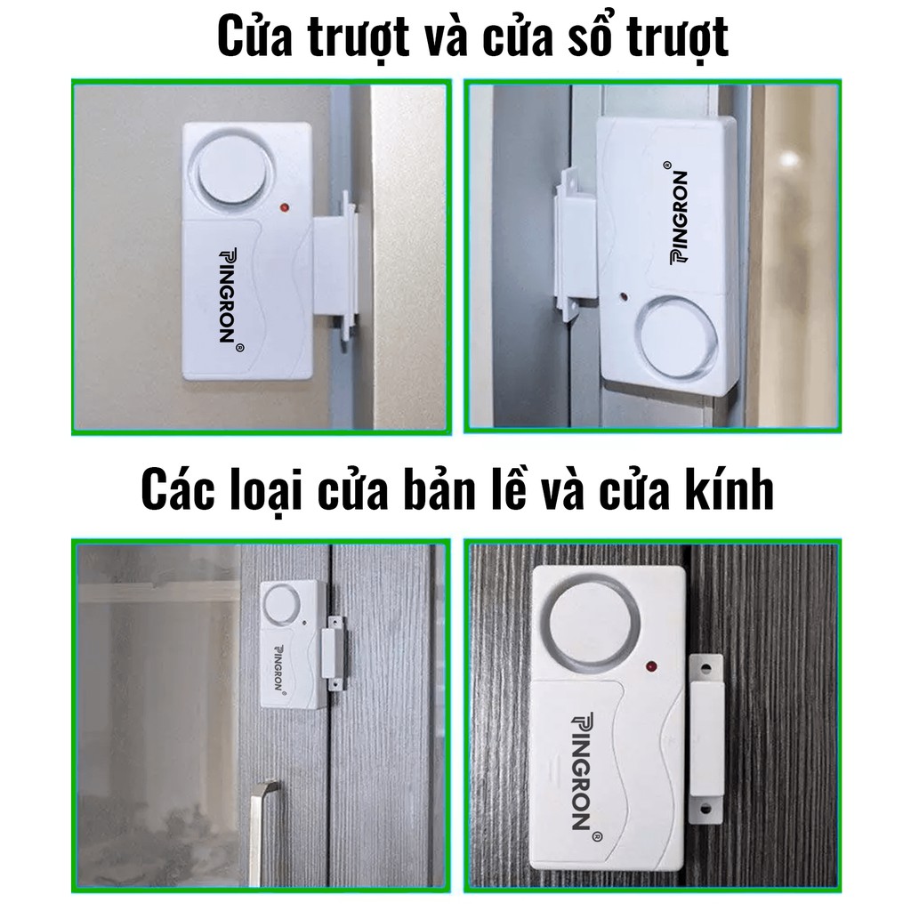 Báo Chống Trộm Gắn Cửa 2 Remote, Chuông Chống Trộm Gắn Cửa Thông Minh, Thiết Bị Chống Trộm Gắn Cửa PINGRON PR-C03-2R