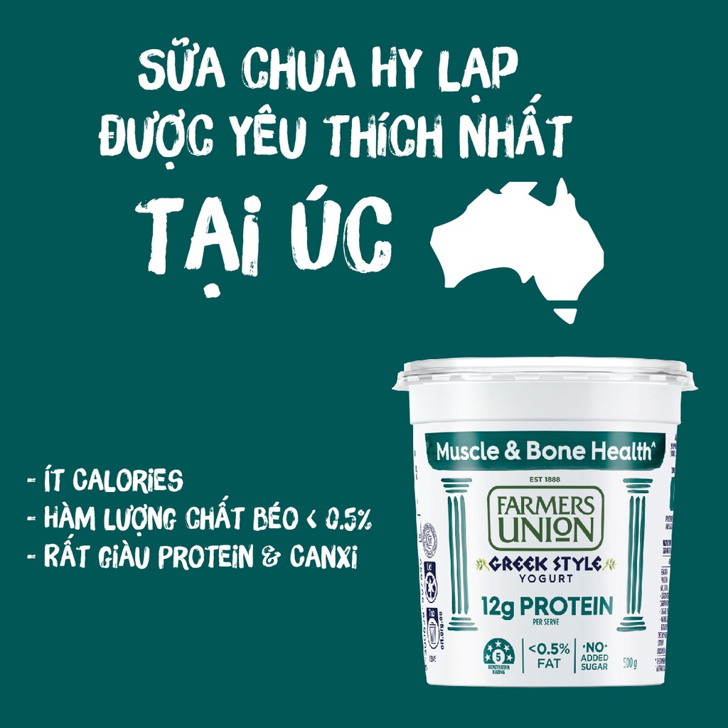 Sữa Chua Hy Lạp Greek Yogurt Farmers Union không béo 500g - 1 hũ