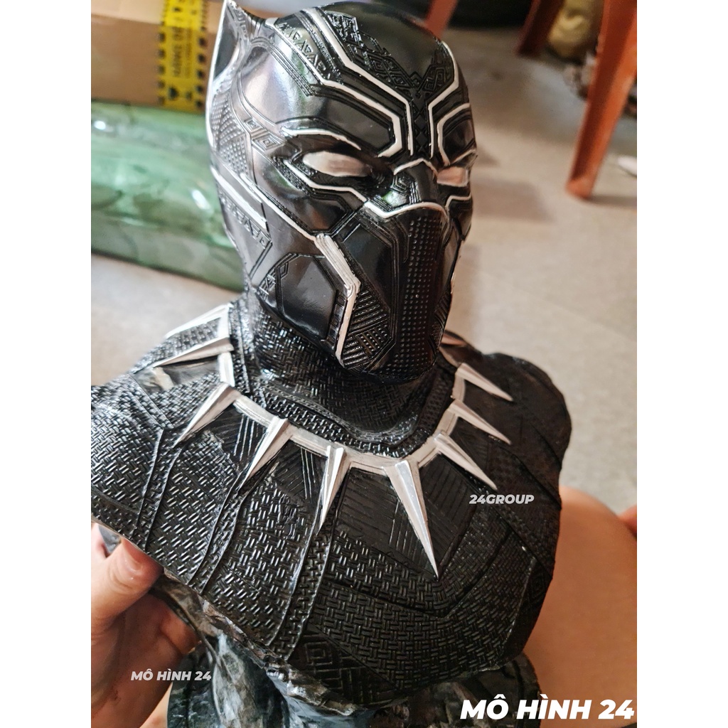 [36cm] Mô hình cao cấp nhựa resin Thạch Cao Black Panther Báo đen siêu anh hùng Marvel Tượng bán thân để bàn Figure