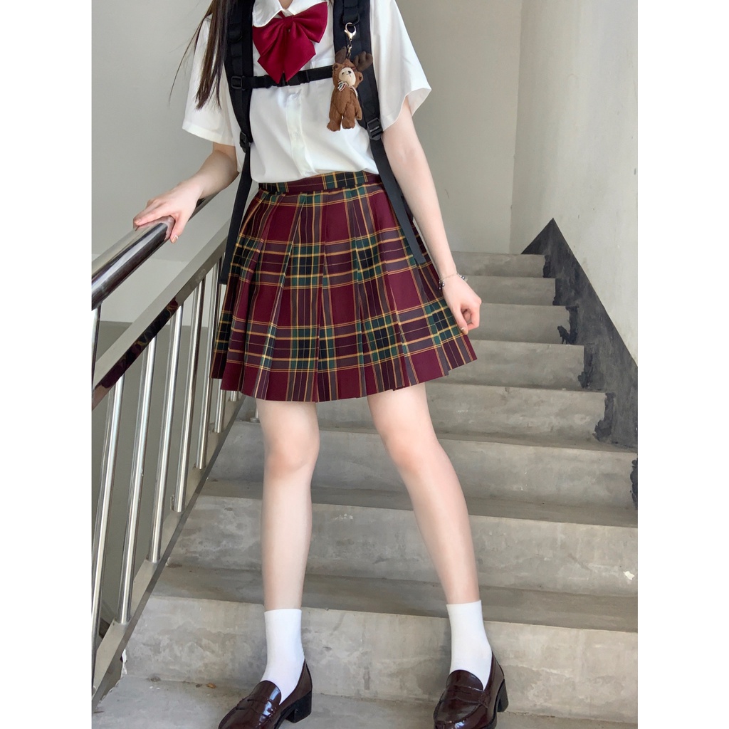 Hormones chân váy xếp ly tennis caro dáng ngắn vintage Thời Trang ulzzang Nhật Bản