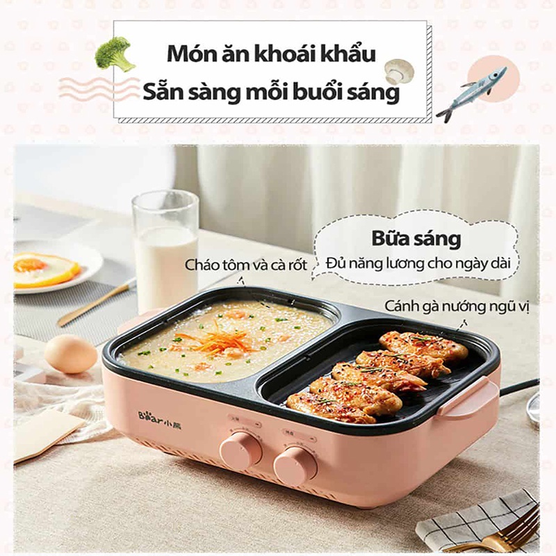 Nồi Lẩu Nướng Đa Năng Mini Bear Chính Hãng Bảo Hành 18 Tháng