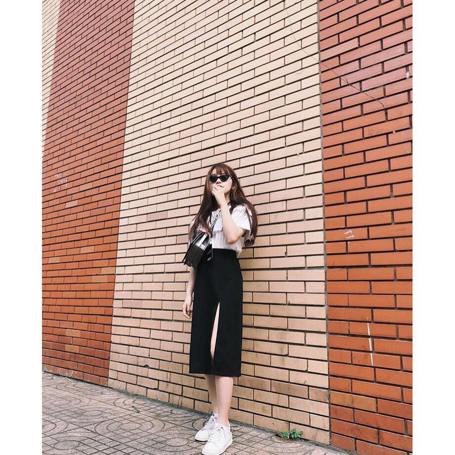 CHÂN VÁY MIDI SKIRT XẺ TÀ VINTAGE HOT