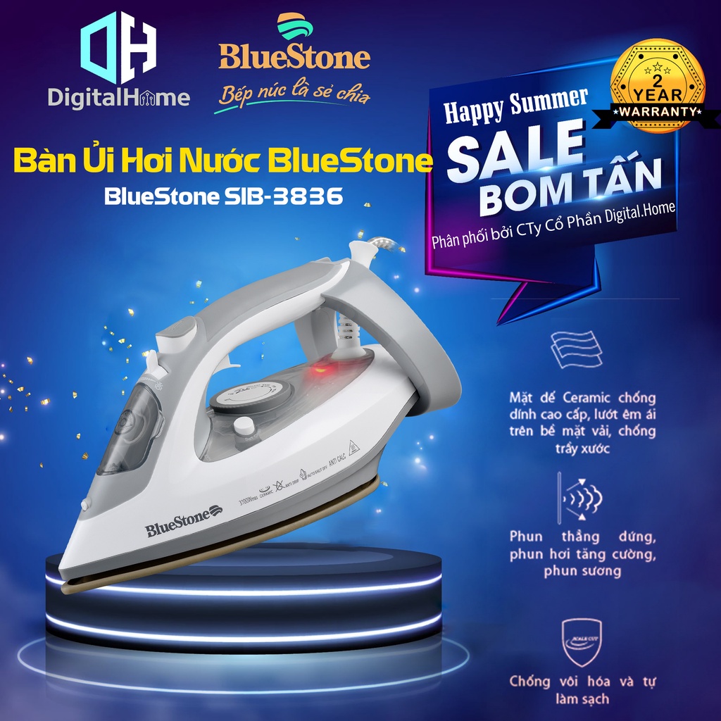 Bàn Ủi Hơi Nước BlueStone SIB 3836, Công Suất 3100W,Bảo Hành Chính Hãng 2 Năm