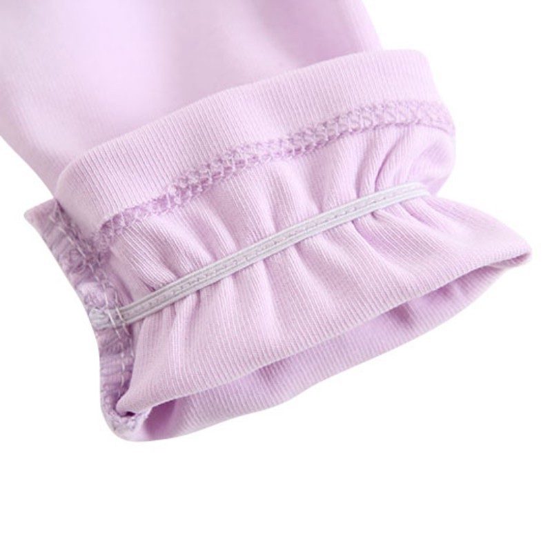 Áo cotton tay dài cổ phối ren kiểu Hàn Quốc