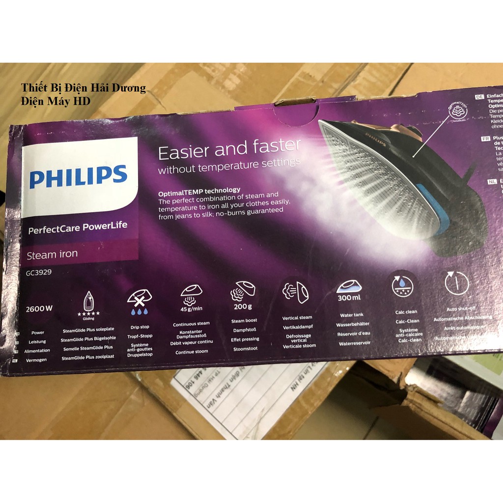 Bàn ủi hơi nước Philips GC3929 2600W - Bảo hành 12 tháng