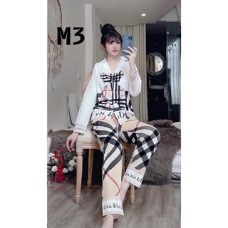Đồ Bộ Pijama Lụa Tay Dài-Quần Dài Chất Liệu Mango thiết kế sang chảnh