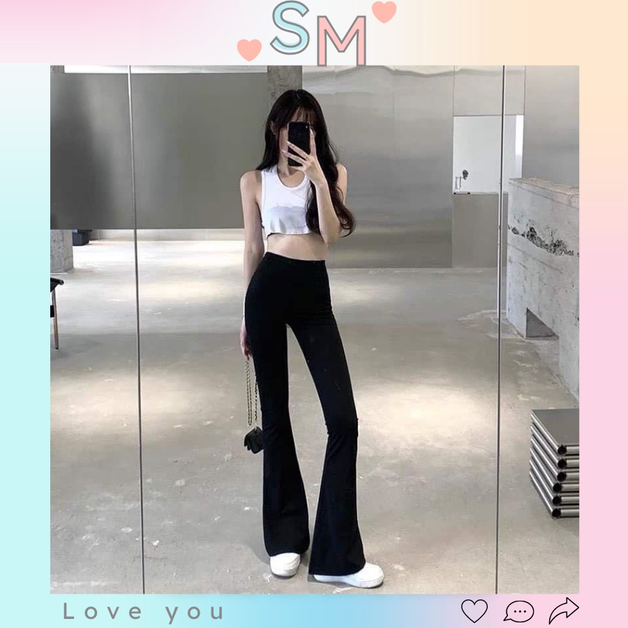 Quần ống loe cạp cao legging dáng dài tôn chân che mọi khuyết điểm SM QD02