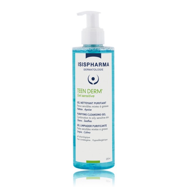 Gel rửa mặt giảm nhờn, mụn Isis Pharma Teen Derm Gel Sensitive 100ml - 250ml