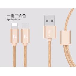 Cáp Sạc Hoco X2 dài 1M - 2 đầu Micro USB và Lightning - sạc điện thoại androi iphone ipad - Chính Hãng