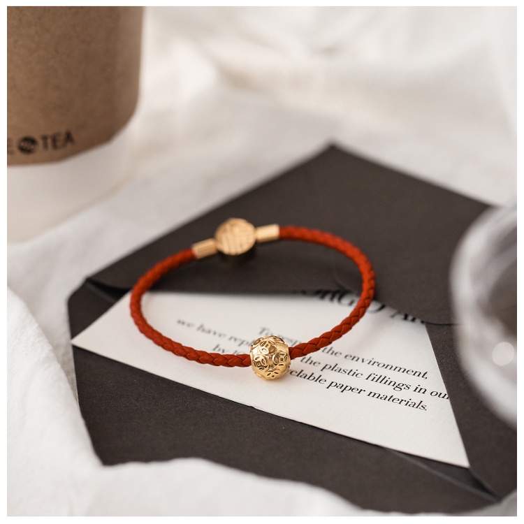 Vòng tay dây đỏ phối mặt túi tiền chữ Phúc titan không gỉ WB2202