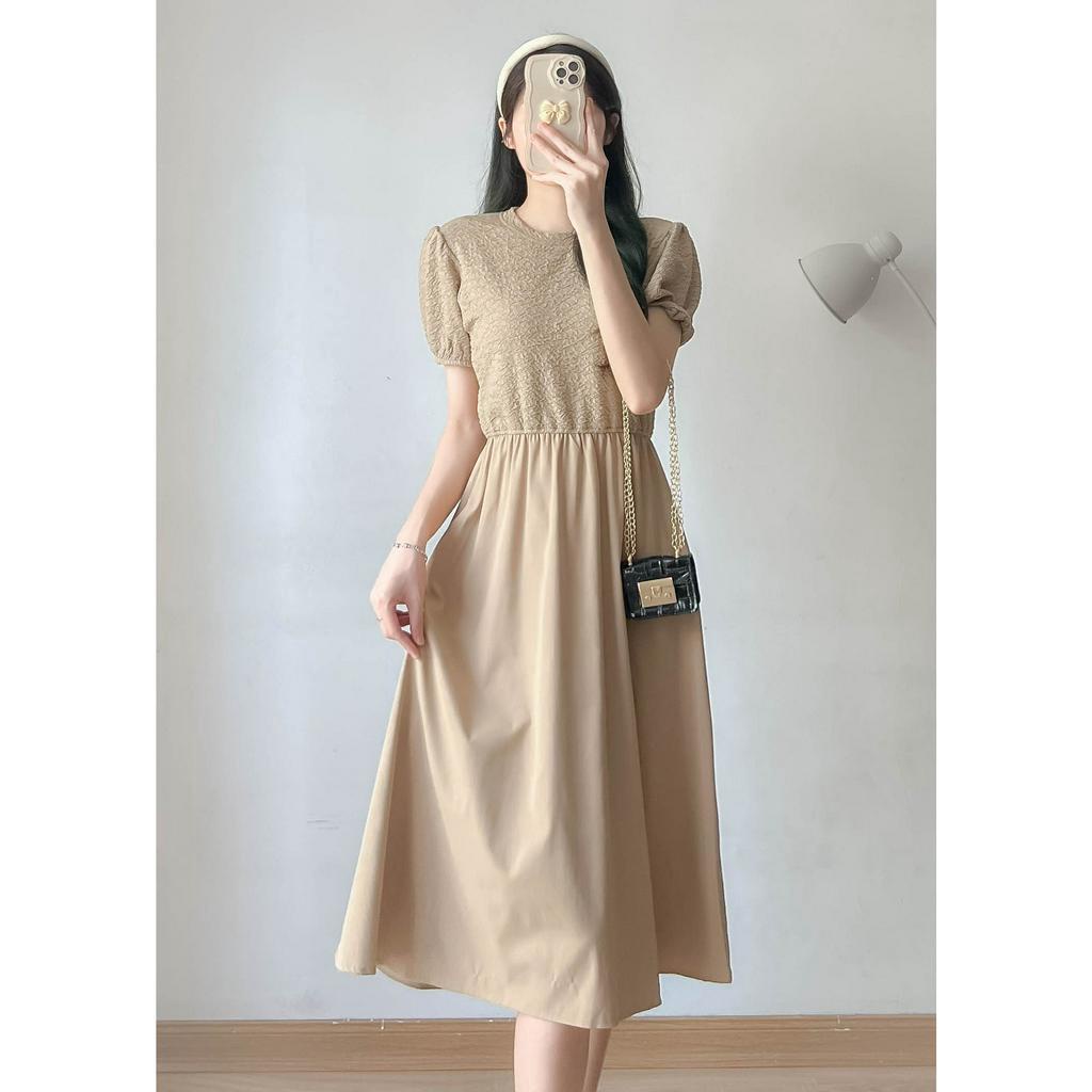 Váy xoè dáng dài chất thun gân phối chất 2 da - 247store.vn - VayA0845