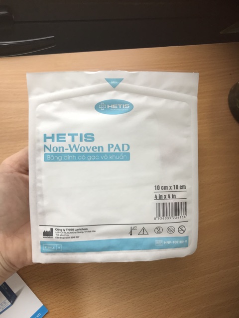 Hộp 10 miếng Băng dính có gạc vô khuẩn dán bảo vệ vết thương HETIS Non-Woven Pad (Nhiều size)