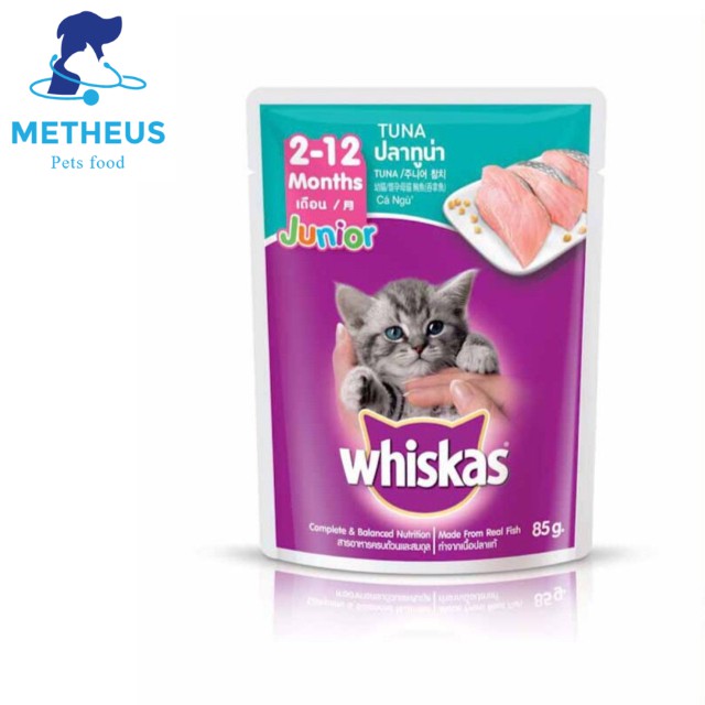 [RẺ VÔ ĐỊCH]  Pate Cho Mèo Con(2-12 tháng tuổi) Whiskas Junior Tuna 85g  - Metheus shop