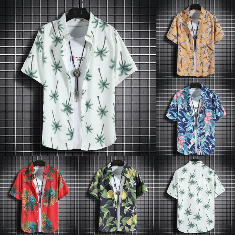 Áo Sơ Mi Tay Ngắn Phong Cách Hawaii Hàn Quốc (M-5Xl / 7 Màu)