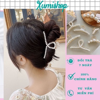 [NHIỀU MẪU MÃ] Kẹp Tóc Càng Cua Hàn Quốc Đính Ngọc Trai Giả Nhựa Tròn Suốt Xumishop