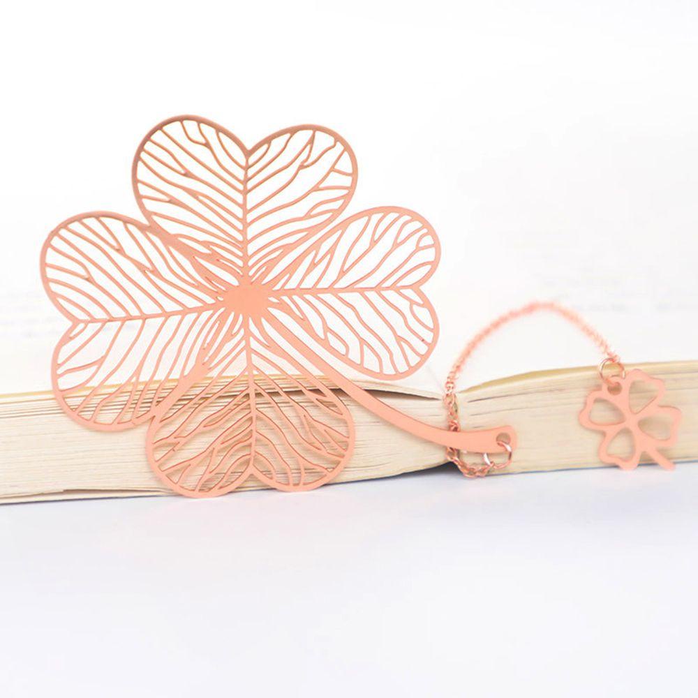 LANFY Bookmark Kim Loại Màu Vàng Hồng Hình Lá Mơ Mới