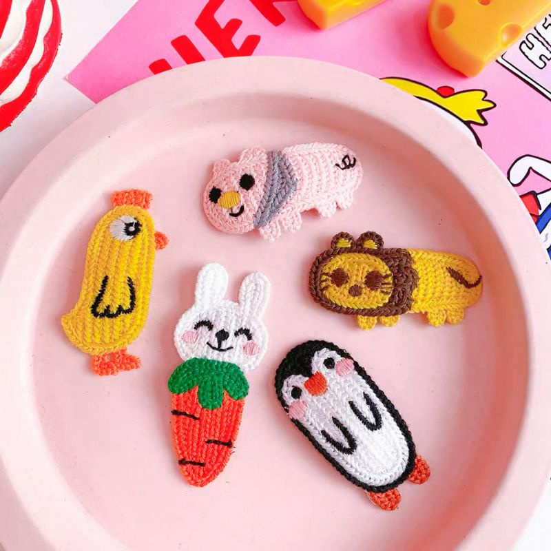 LẺ 1 CÁI | KẸP TÓC VẢI LEN VINTAGE ĐỘNG VẬT CỰC CUTE